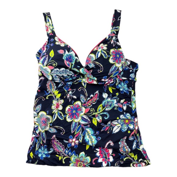 Anne Cole Holiday Paisley Underwire Twist Front Tankini Top - Picture 4 of 11